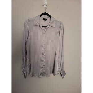 Haver silky Silver Grey Button Up Blouse Sz M